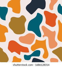 Seamless pattern with abstract shapes. Modern random colors. Ideal for textiles, packaging, paper printing, simple backgrounds and textures.