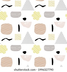 Seamless pattern of abstract shapes natural shapes modern trendy design. Template for interior fabrics, kitchen, paper, wallpaper, textiles.