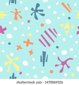 seamless pattern of abstract shapes on blue background. vector image. can be used as background, wallpaper, print, poster design, packaging paper design, textiles, tableware, stationery and other.