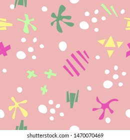 seamless pattern of abstract shapes on pink background. vector image. can be used as background, wallpaper, print, poster design, packaging paper design, textiles, tableware, stationery and other.