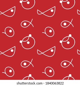 seamless pattern with abstract shapes on a red background