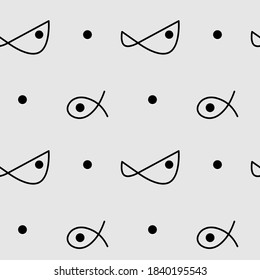 seamless pattern of abstract shapes on a gray background