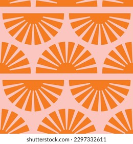 Patrón sin brillo con formas abstractas en naranja, rosa y rojo. Ilustración vectorial colorida.