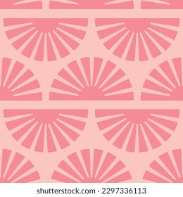 Seamless pattern with abstract shapes in orange, pink and red. Colorful vector illustration.