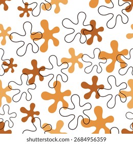 Seamless pattern with abstract shapes, organic forms, spots, lines. Stylish abstract background. Vector illustration