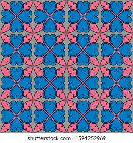 Seamless pattern with abstract shapes. The ornament. Abstract texture designs can be used for backgrounds, motifs, textile, wallpapers, fabrics, gift wrapping, templates. Vector illustration.