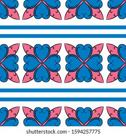 Seamless pattern with abstract shapes. The ornament. Abstract texture designs can be used for backgrounds, motifs, textile, wallpapers, fabrics, gift wrapping, templates. Vector illustration.