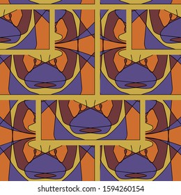 Seamless pattern with abstract shapes. The ornament. Abstract texture designs can be used for backgrounds, motifs, textile, wallpapers, fabrics, gift wrapping, templates. Vector illustration.