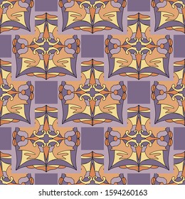 Seamless pattern with abstract shapes. The ornament. Abstract texture designs can be used for backgrounds, motifs, textile, wallpapers, fabrics, gift wrapping, templates. Vector illustration.
