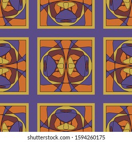 Seamless pattern with abstract shapes. The ornament. Abstract texture designs can be used for backgrounds, motifs, textile, wallpapers, fabrics, gift wrapping, templates. Vector illustration.