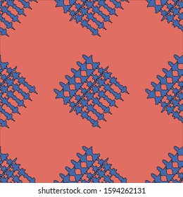 Seamless pattern with abstract shapes. The ornament. Abstract texture designs can be used for backgrounds, motifs, textile, wallpapers, fabrics, gift wrapping, templates. Vector illustration.