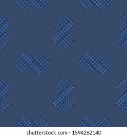 Seamless pattern with abstract shapes. The ornament. Abstract texture designs can be used for backgrounds, motifs, textile, wallpapers, fabrics, gift wrapping, templates. Vector illustration.