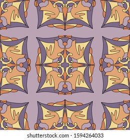 Seamless pattern with abstract shapes. The ornament. Abstract texture designs can be used for backgrounds, motifs, textile, wallpapers, fabrics, gift wrapping, templates. Vector illustration.