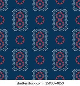 Seamless pattern with abstract shapes. The ornament. Abstract texture designs can be used for backgrounds, motifs, textile, wallpapers, fabrics, gift wrapping, templates. Vector.