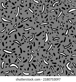 Seamless pattern of abstract shapes, ovals, noise, pieces modern vector graphic print for textile, fabric, wallpaper, paper, packaging.