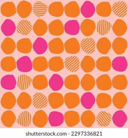 Patrón sin brillo con formas abstractas en rosa y naranja. Ilustración vectorial colorida.