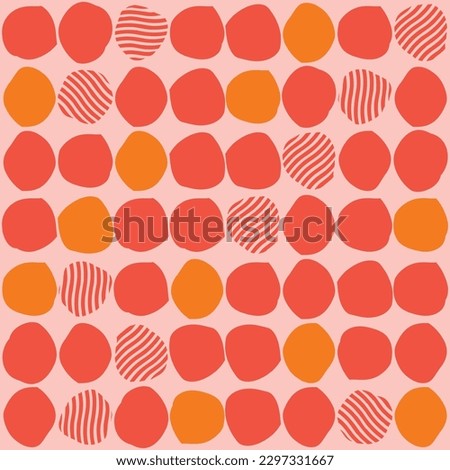 Seamless pattern with abstract shapes in pink and orange. Colorful vector illustration.