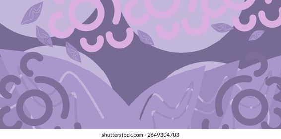 Seamless pattern with abstract shapes in purple colors. Vector illustration.