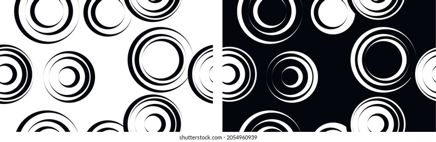 patrón transparente de formas abstractas. un conjunto de círculos negros aislados sobre un fondo blanco. composición en el estilo de una línea. minimalismo. para imprimir, diseño web, tarjeta. ilustración de vector