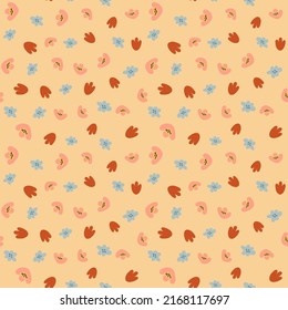 Seamless pattern with abstract shapes. Simple colored doodles 
