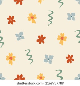 Seamless pattern with abstract shapes. Simple colored doodles 
