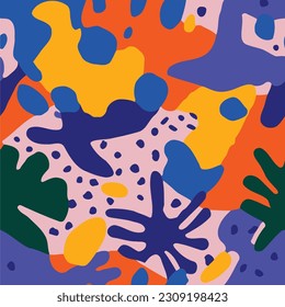 Seamless pattern with abstract shapes and spots. Vector illustration. background design template