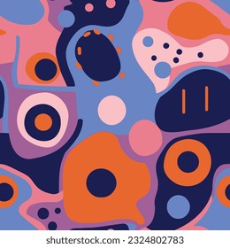 Seamless pattern with abstract shapes. Vector illustration. Colorful background.
