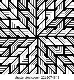  Seamless pattern with  abstract shapes,Black and white color. Repeating pattern for decor, textile and fabric.