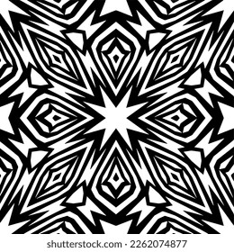  Seamless pattern with  abstract shapes,Black and white color. Repeating pattern for decor, textile and fabric.