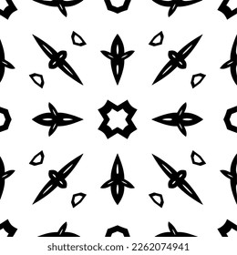  Seamless pattern with  abstract shapes,Black and white color. Repeating pattern for decor, textile and fabric.