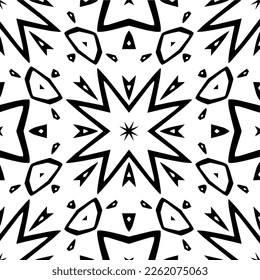  Patrón sin brillo con formas abstractas,Color negro y blanco. Patrón repetitivo de decoración, textil y de tela.