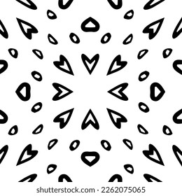  Seamless pattern with  abstract shapes,Black and white color. Repeating pattern for decor, textile and fabric.