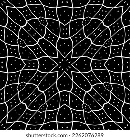  Seamless pattern with  abstract shapes,Black and white color. Repeating pattern for decor, textile and fabric.
