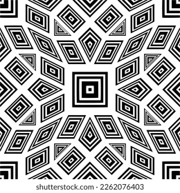  Seamless pattern with  abstract shapes,Black and white color. Repeating pattern for decor, textile and fabric.