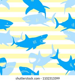 Seamless pattern with abstract shark symbols, design elements. Can be used for invitations, greeting cards, scrapbooking, textile print, gift wrap, manufacturing.