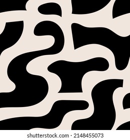 Nahtloses Muster mit abstrakten Silhouettenformen. Vektorgrafik auf handgezeichnet Hintergrund im minimalistischen Boho-Stil