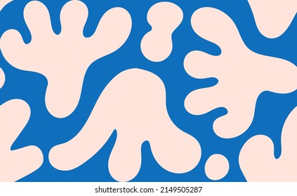 Seamless pattern with abstract silhouette organic shapes. Vector hand drawn background in minimalist boho style. Matisse inspired