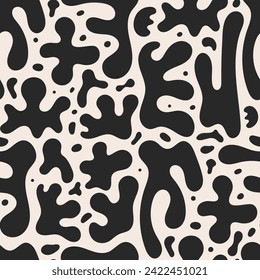 Seamless pattern with abstract silhouette organic shapes. Vector hand drawn background in minimalist boho style. Matisse inspired