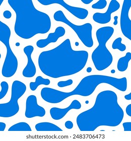 Seamless pattern with abstract silhouette organic shapes. Vector flat background in minimalist boho style. Wavy liquid distorted shapes