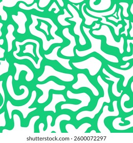 Seamless pattern with abstract silhouette organic green shapes. Flat background minimalist boho style. Wavy liquid distorted shapes vector ilustration