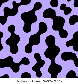 Seamless pattern with abstract silhouette organic shapes. Vector flat background in y2k style. Wavy liquid distorted shapes