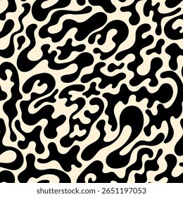 Patrón sin fisuras con Formas orgánicas de silueta abstracta. Vector de fondo plano. Formas líquidas onduladas distorsionadas