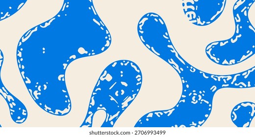 Padrão contínuo com formas orgânicas de silhueta abstratas. Plano de fundo vetorial em estilo boho minimalista. Design moderno na moda em Vetor Illustration