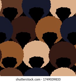 seamless pattern with abstract silhouettes of black people with afro hairstyle. black lives matter. women and men. Stop racism concept. Modern abstract design