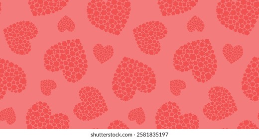 Seamless pattern with abstract silhouettes of hearts made of flowers. Delicate simple print for Valentine's Day. Vector graphics.