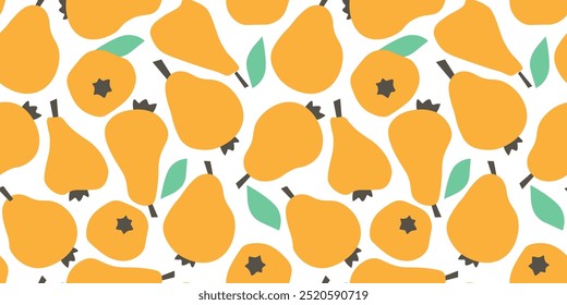 Seamless pattern with abstract silhouettes of pears. Fruity kitchen print. Vector graphics.