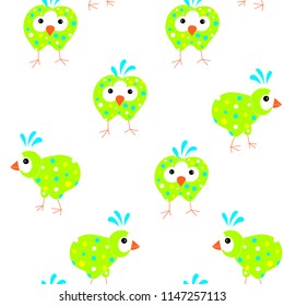 Seamless pattern of abstract sketch funny cartoons coloring birds stock vector illustration clipart for coloring page, for web, for print, for baby bedding