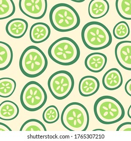 seamless pattern with abstract sliced cucumbers. fresh green vegetables. Modern design for packaging, paper, fabric. print for clothes and cosmetics