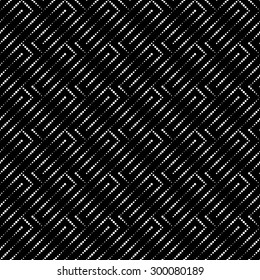 Seamless pattern. Abstract small dotted background. Black and white texture with regularly repeating geometrical elements, shapes, small dots, dotted lines, zigzags. Vector element of graphic design