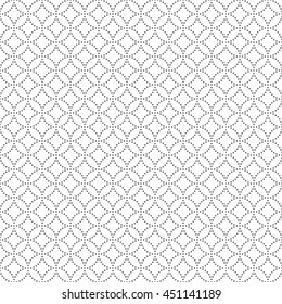 Seamless pattern. Abstract small dotted background. Simple stylish texture with regularly repeating geometrical shapes, dotted circles, rhombuses. Vector element of graphical design